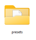 Close-up of internal folders demonstrating presets routing structure.